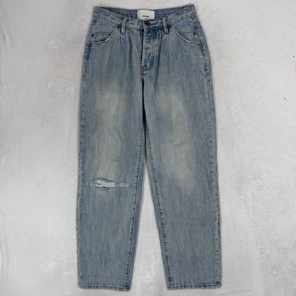 One Teaspoon Smiths Pleated Baggy Wide Leg Jeans Size 24 Dirty Distressed Grunge - Picture 1 of 16
